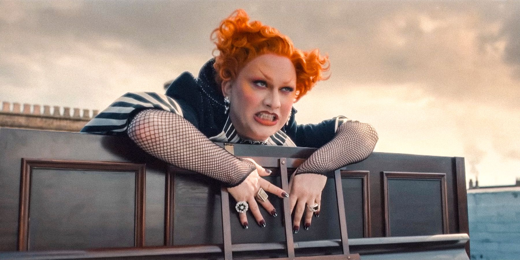  Jinkx Monsoon as Maestro emerging from a piano in Doctor Who season 14.
