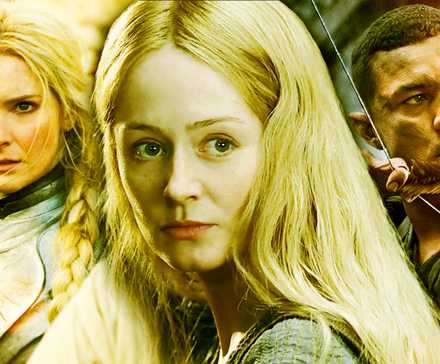 Эовин из "Двух башен", Галадриэль и Арондир из "Кольца власти"