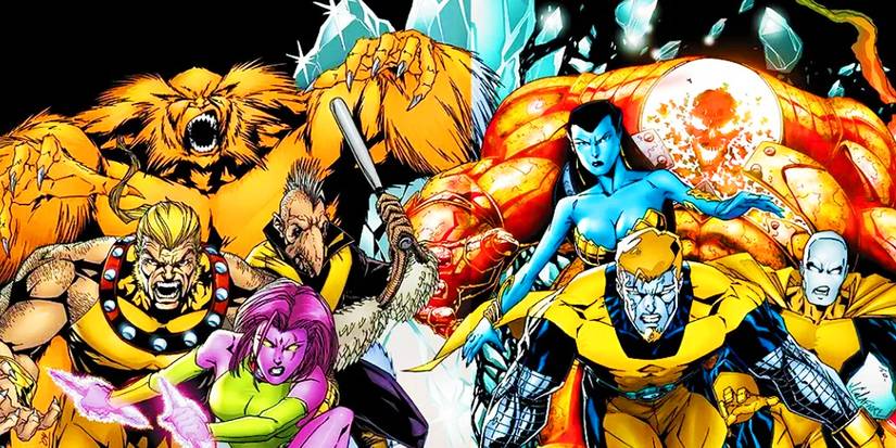 Exiles fighting in Marvel Comics