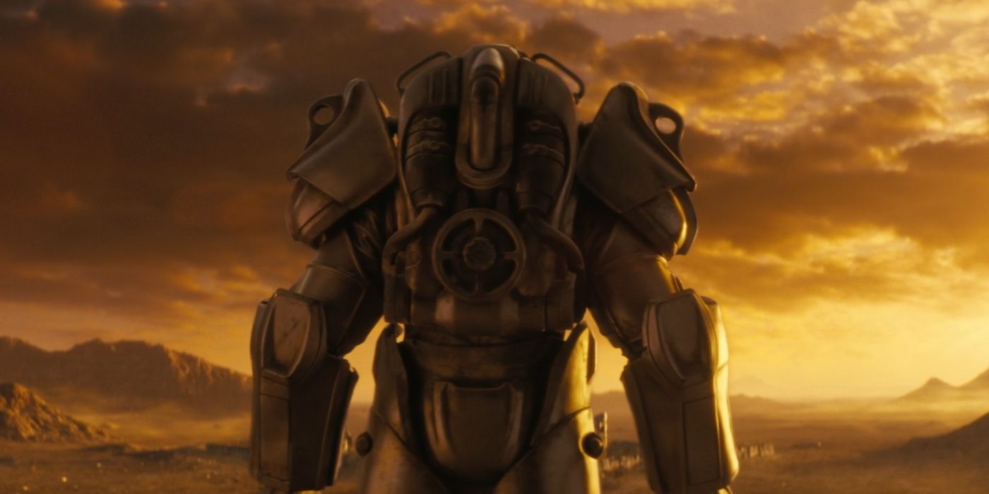 A suit of Fallout Power Armor from the back in season 1's ending