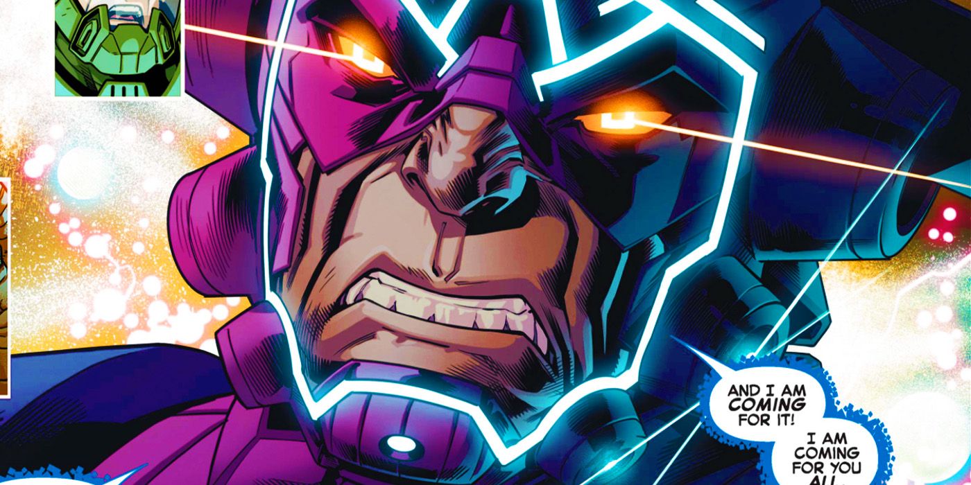 Galactus threatening the Fantastic Four in Marvel Comics' Fantastic Four Life Story