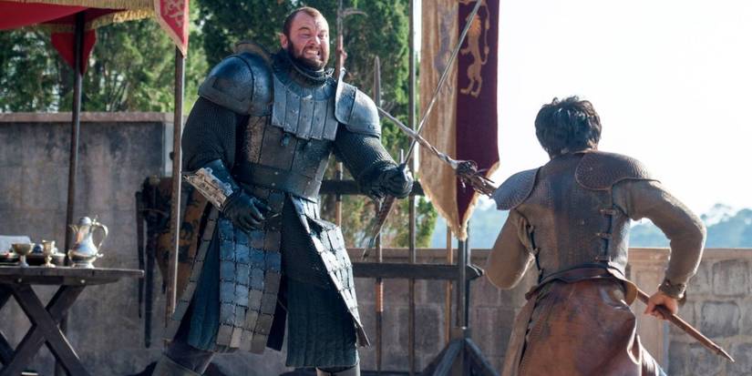 The Mountain lutando contra Oberyn Martell em Game of Thrones.