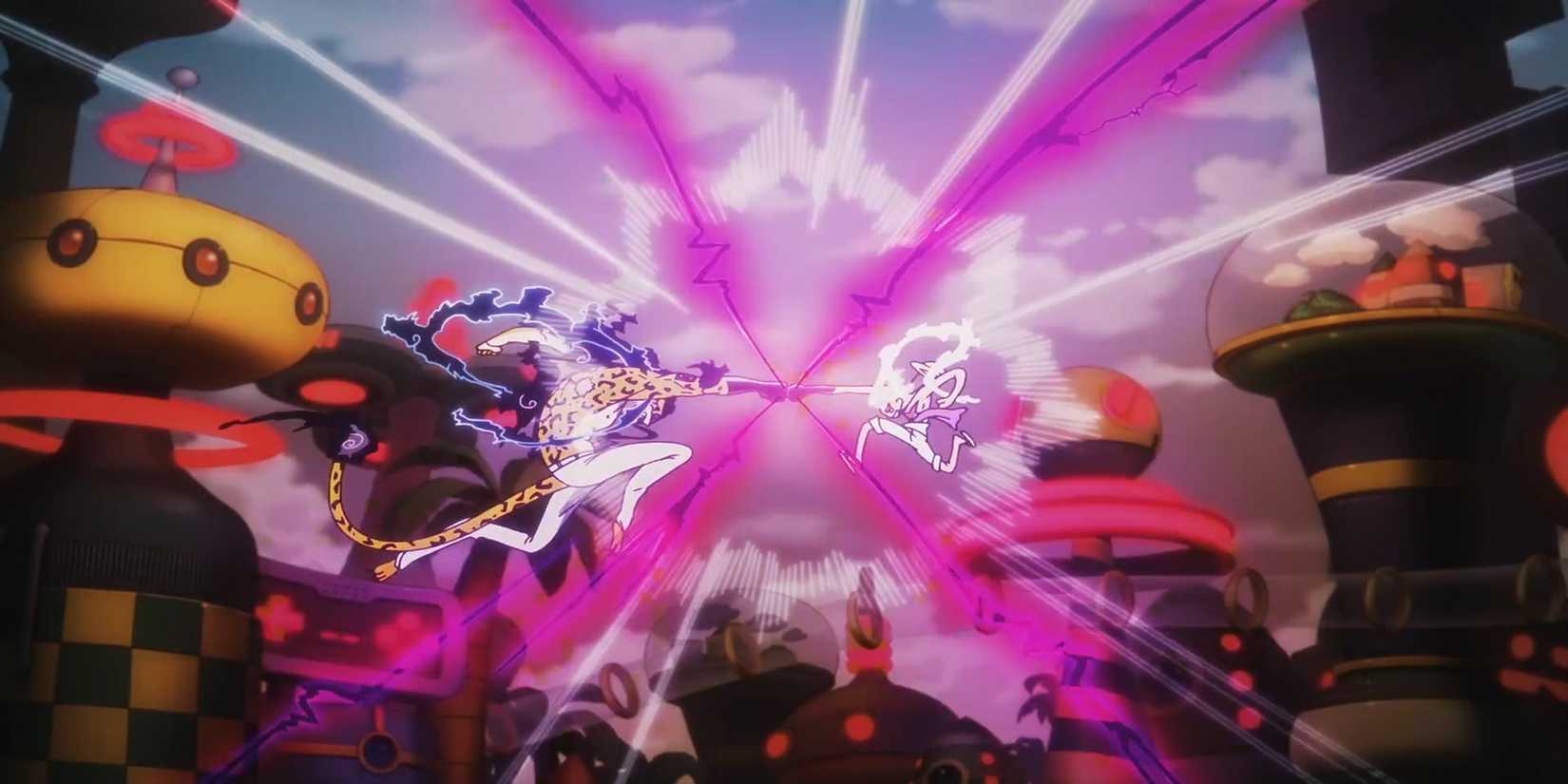 Luffy and Lucci's clash of Haki