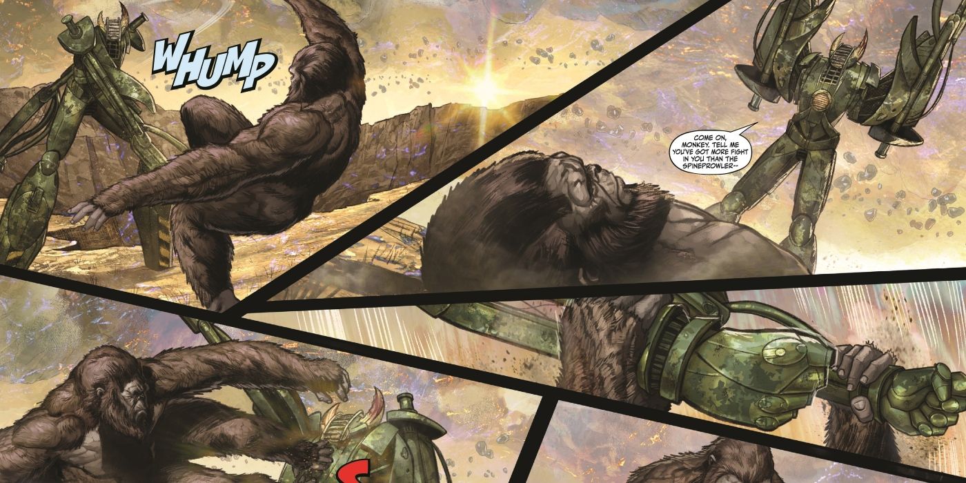 Kong vs the Titan Hunter in Godzilla X Kong: The Hunted.