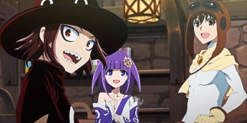 Good Night World's cast with their MMO characters in a tavern looking happy.