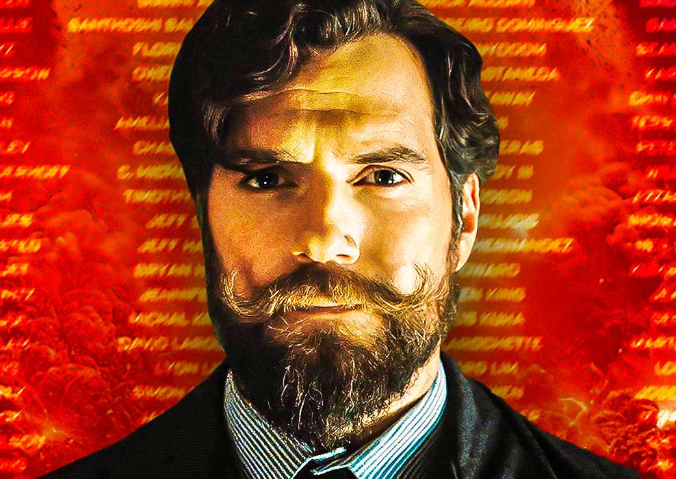 Henry Cavill as Gus March-Phillipps from The Ministry of Ungentlemanly Warfare with credits behind him