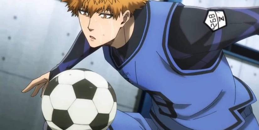 Kunigami Rensuke getting ready to kick the ball in Blue Lock
