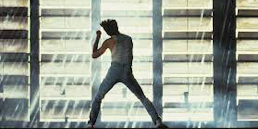 Kevin Bacon during warehouse dance scene footloose