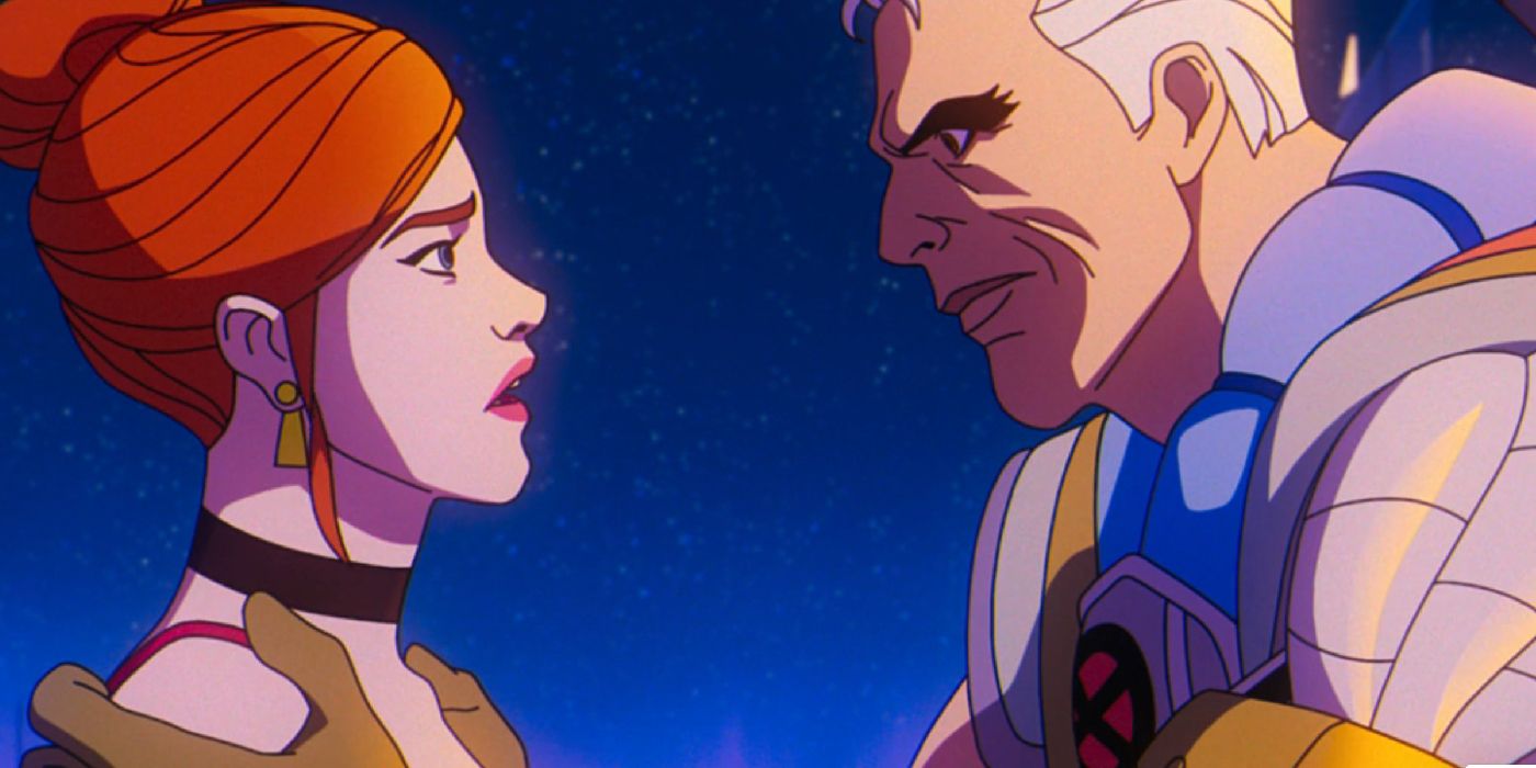 Madelyne Pryor and Cable look at each other in X-Men '97