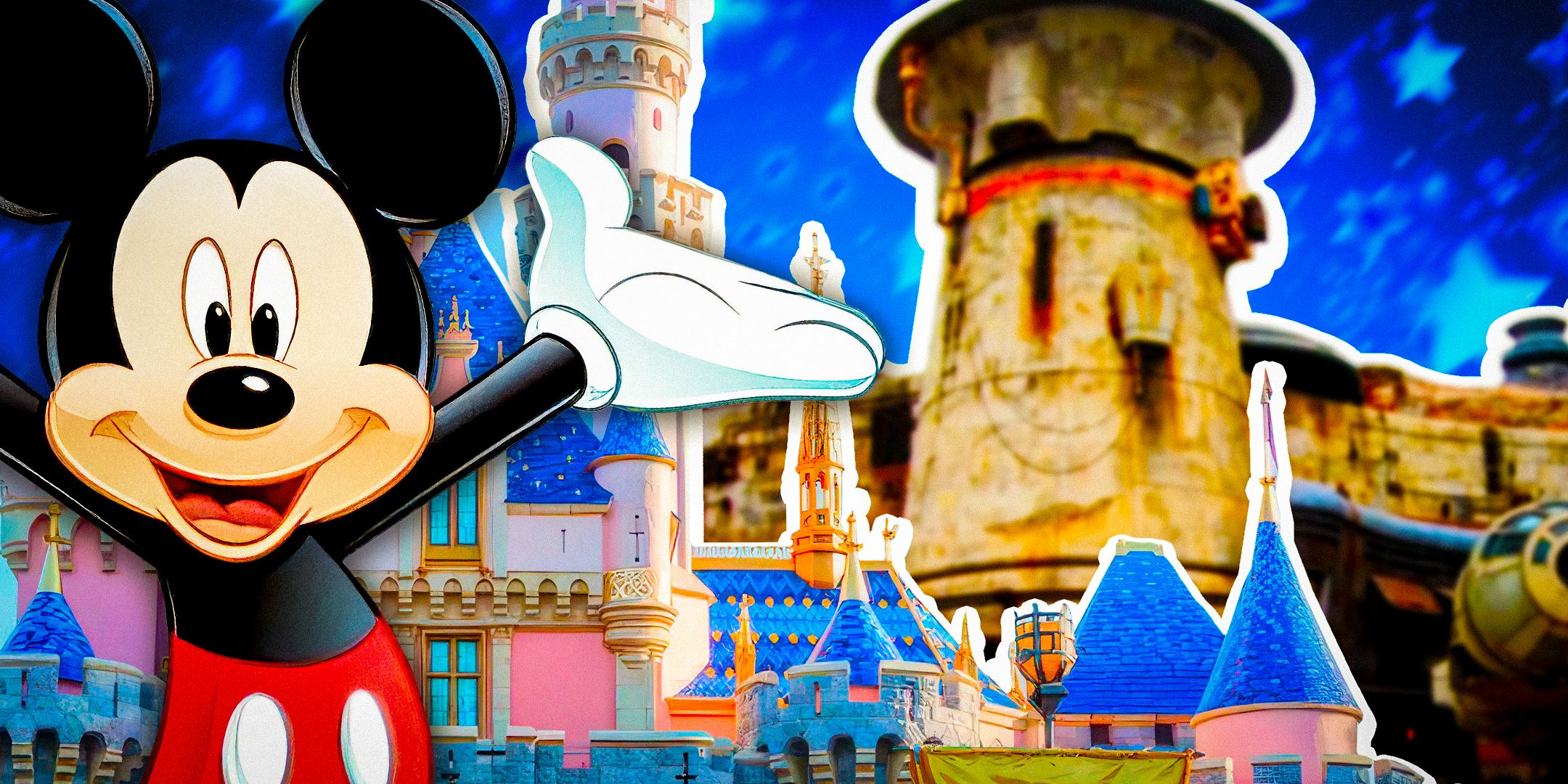 Mickey-Mouse-with-The--Star-Wars-Galaxy's-Edge-and-Sleeping-Beauty-Castle-from-Fantasyland-in-the-background