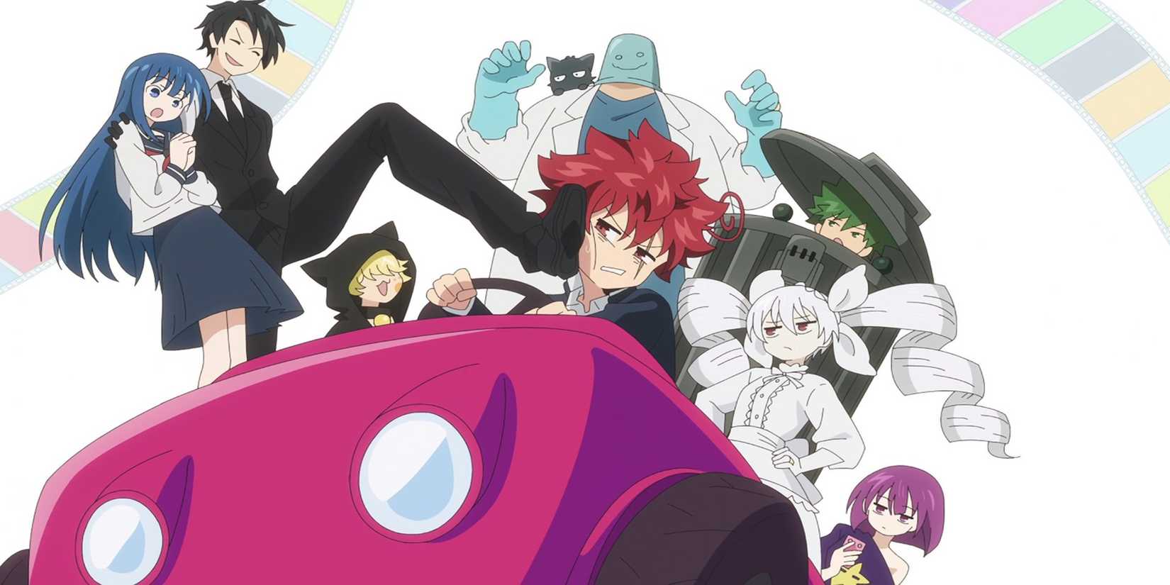 Mission Yozakura Family Capture d'écran d'ouverture de la famille Yozakura ensemble sur un fond blanc et pastel.