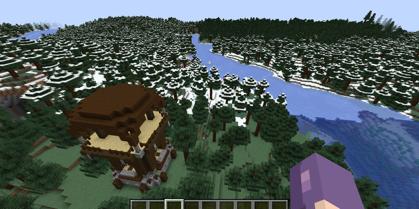 Pillager Outpost beside a Snow biome in Minecraft.
