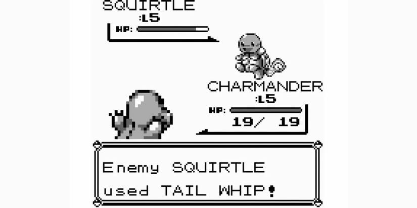 Battle between a Charmander and a Squirtle in Pokémon Red and Blue.
