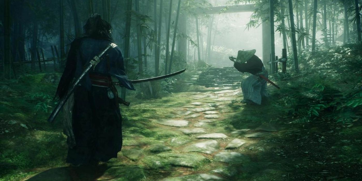 The main character facing down another ronin in Rise of the Ronin