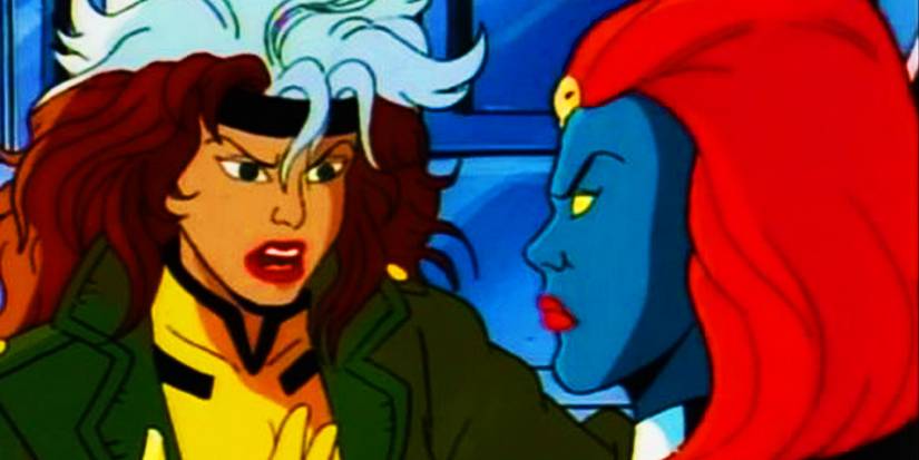 Rogue discutindo com Mística em X-Men: The Animated Series