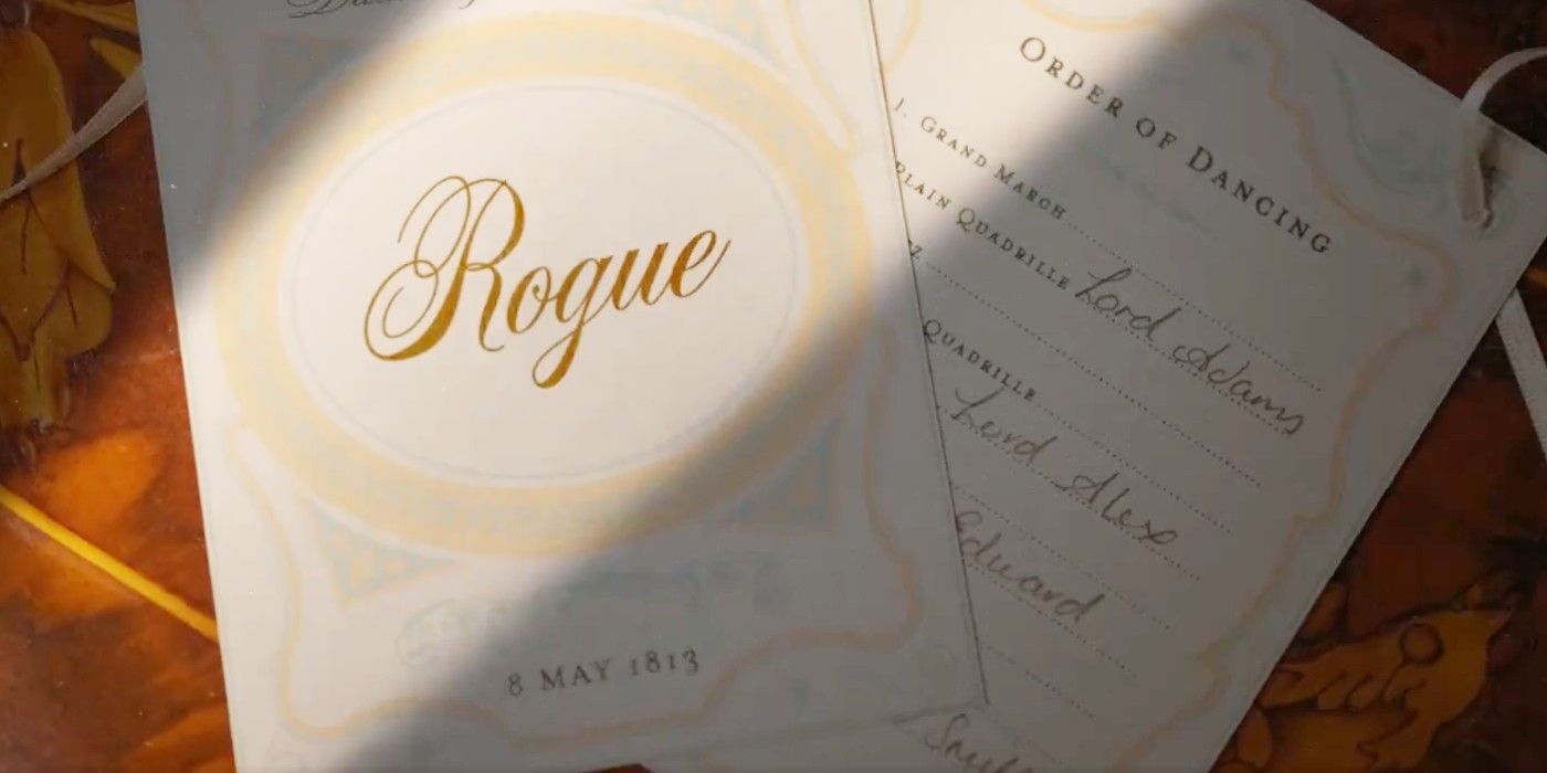 Rogue episode title and dance card in Doctor Who.
