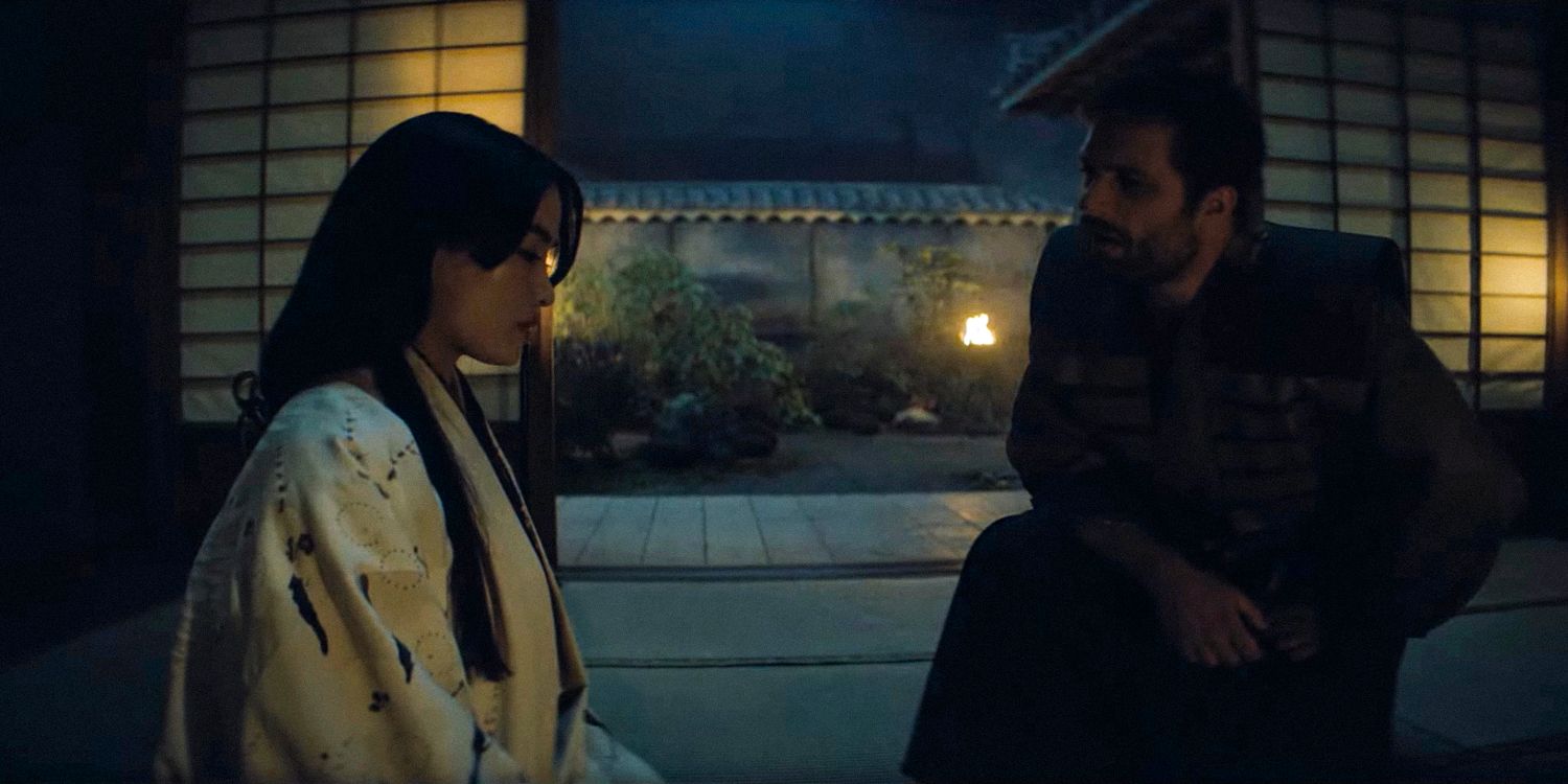 Blackthorne talks with Mariko while she looks pensive in Shogun season 1 ep 9 trailer