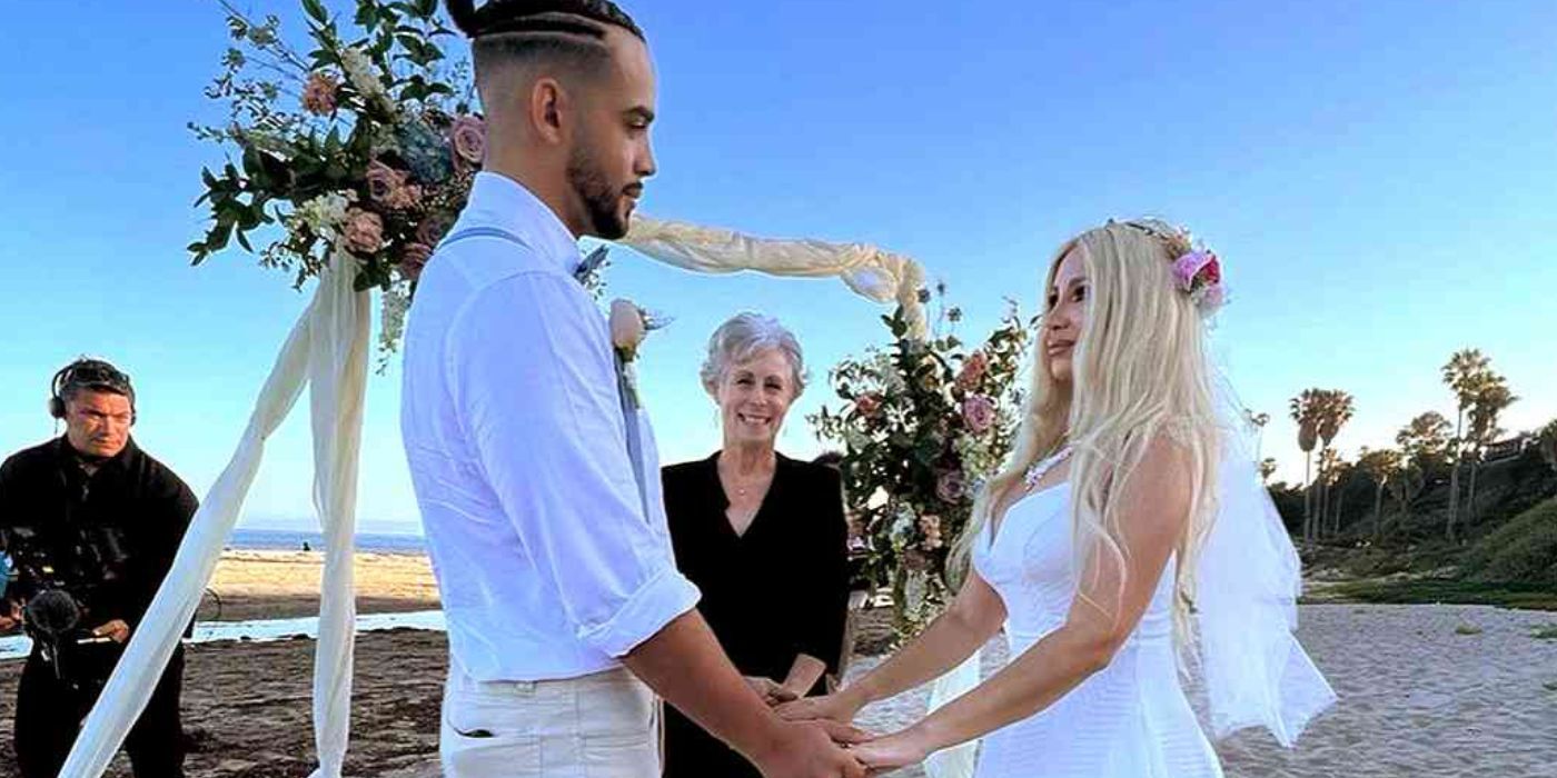 Sophie Sierra Rob Warne In 90 Day Fiance with Rob Warne on wedding day in white