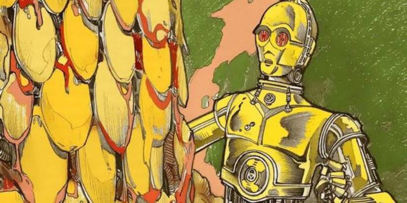 Star Wars' C-3P0 standing next to Waru.