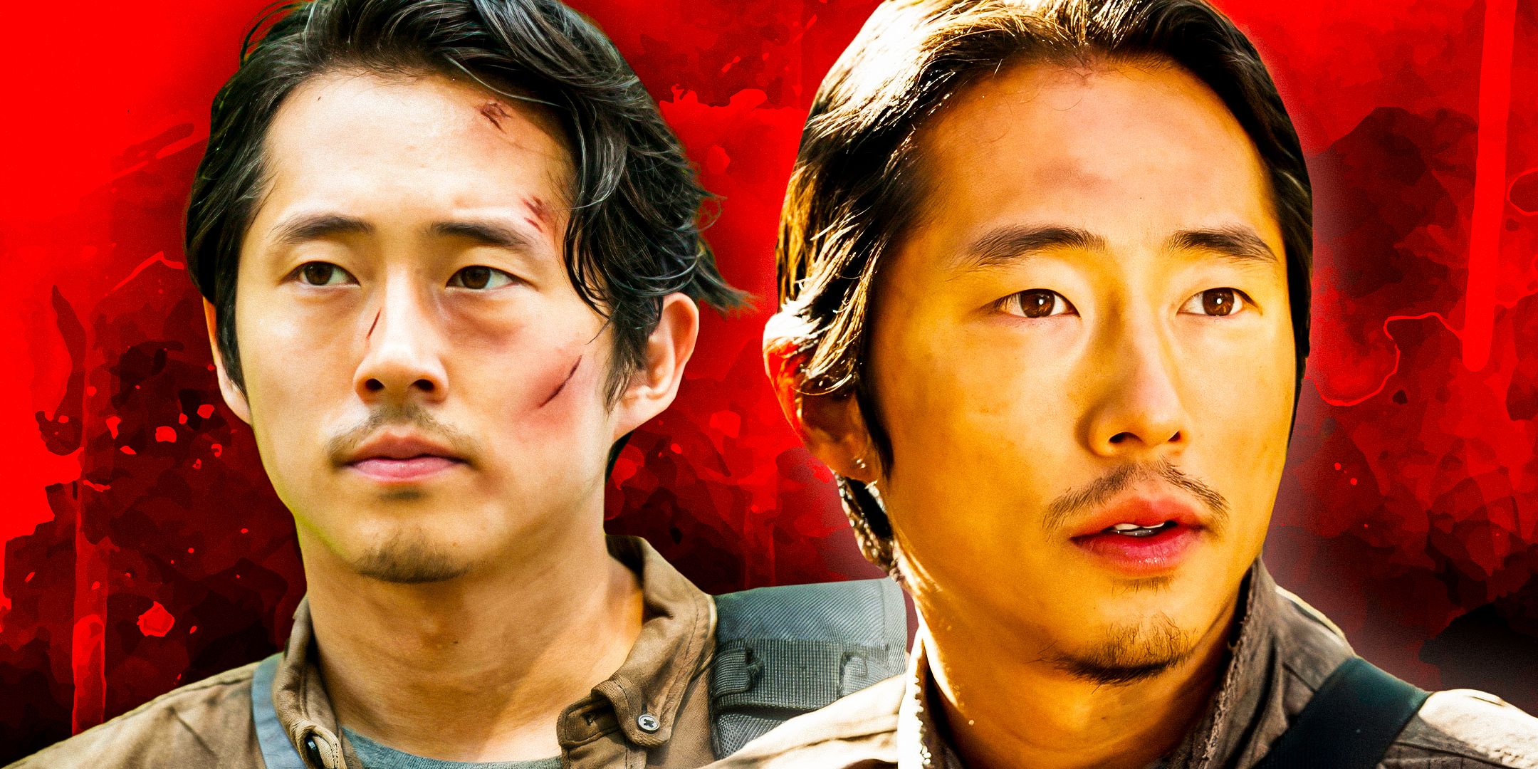 Custom image of Steven Yeun as Glenn in The Walking Dead with a red background