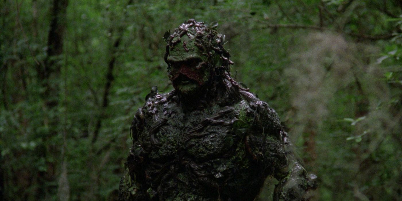 Swamp Thing stands in undergrowth in Return of the Swamp Thing