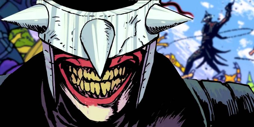  a close up of the Batman Who Laughs.