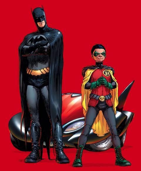 Arte de quadrinhos mostrando Batman e Robin em 'The Brave and the Bold'