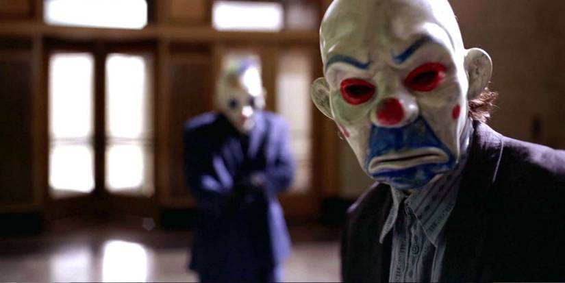 The Joker inside the bank in The Dark Knight (2008) opening scene