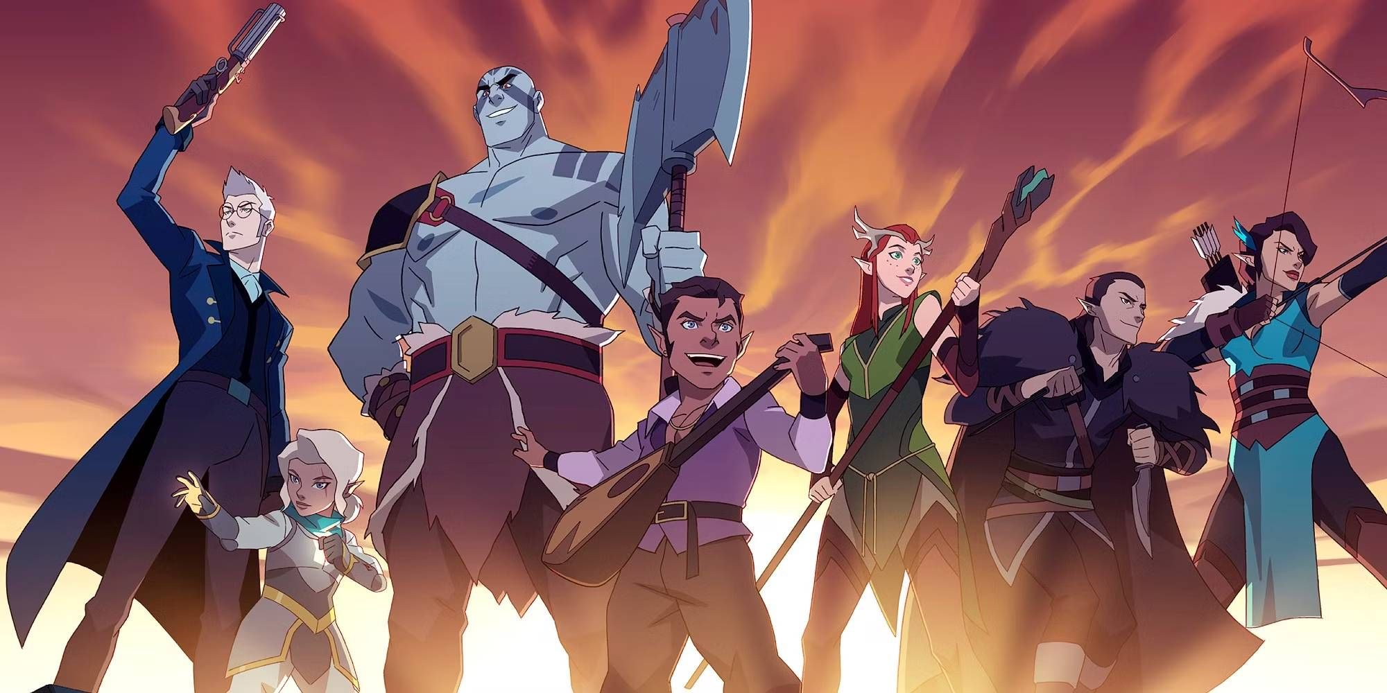 The main characters in The Legend of Vox Machina standing together