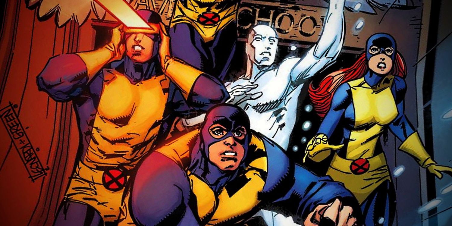 A equipe fundadora original dos X-Men na arte da Marvel Comics