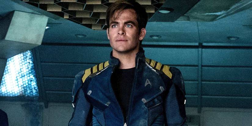 Chris Pine as Captain Kirk looking determined in Star Trek Beyond