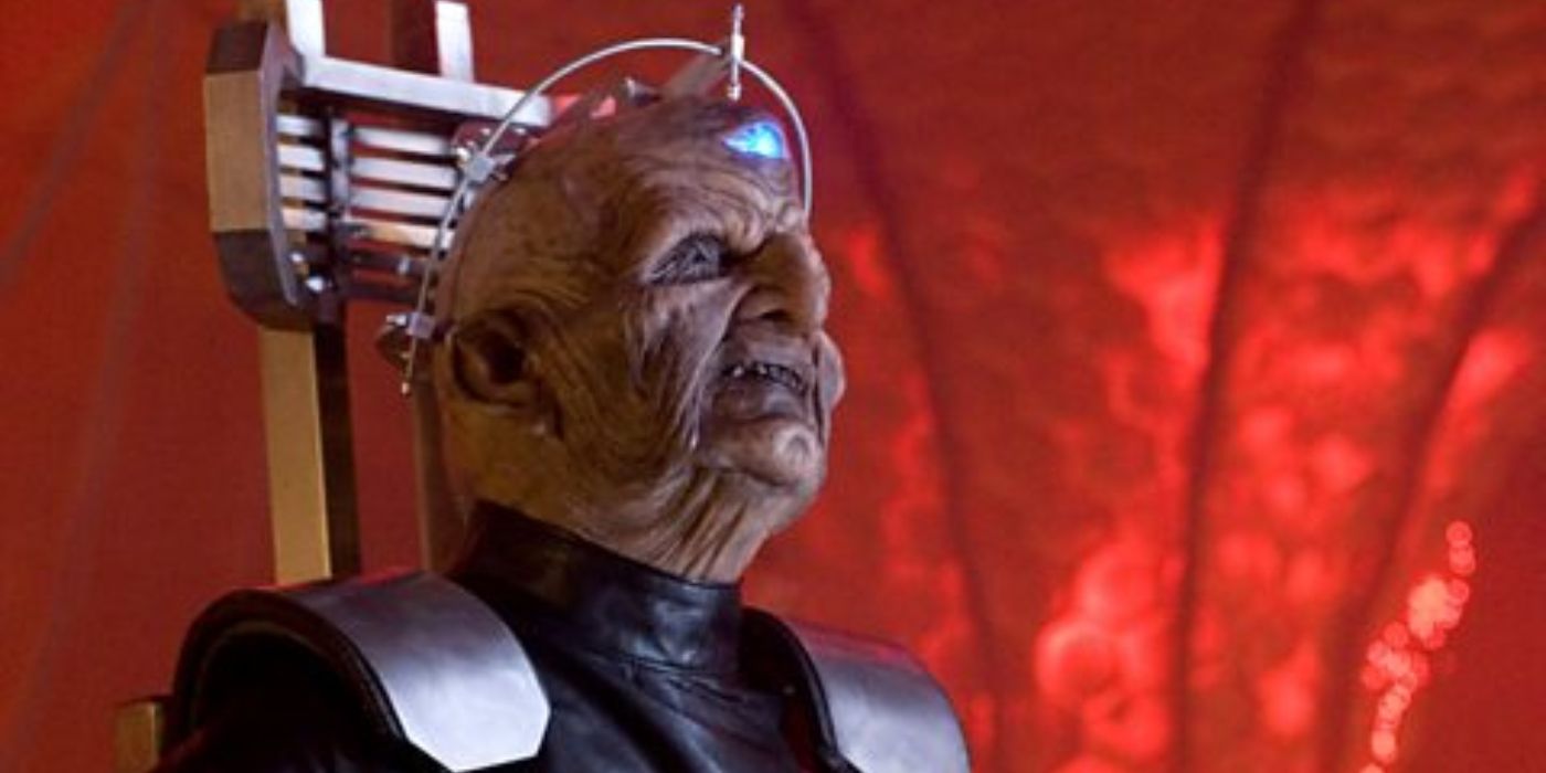 Davros in the Crucible in the Doctor Who episode Journey's End