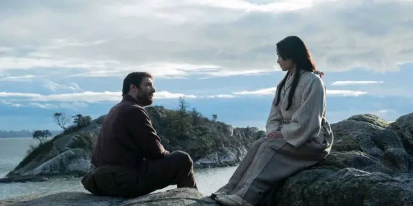 Mariko and Blackthorne sat on some rocks and talking in Shogun