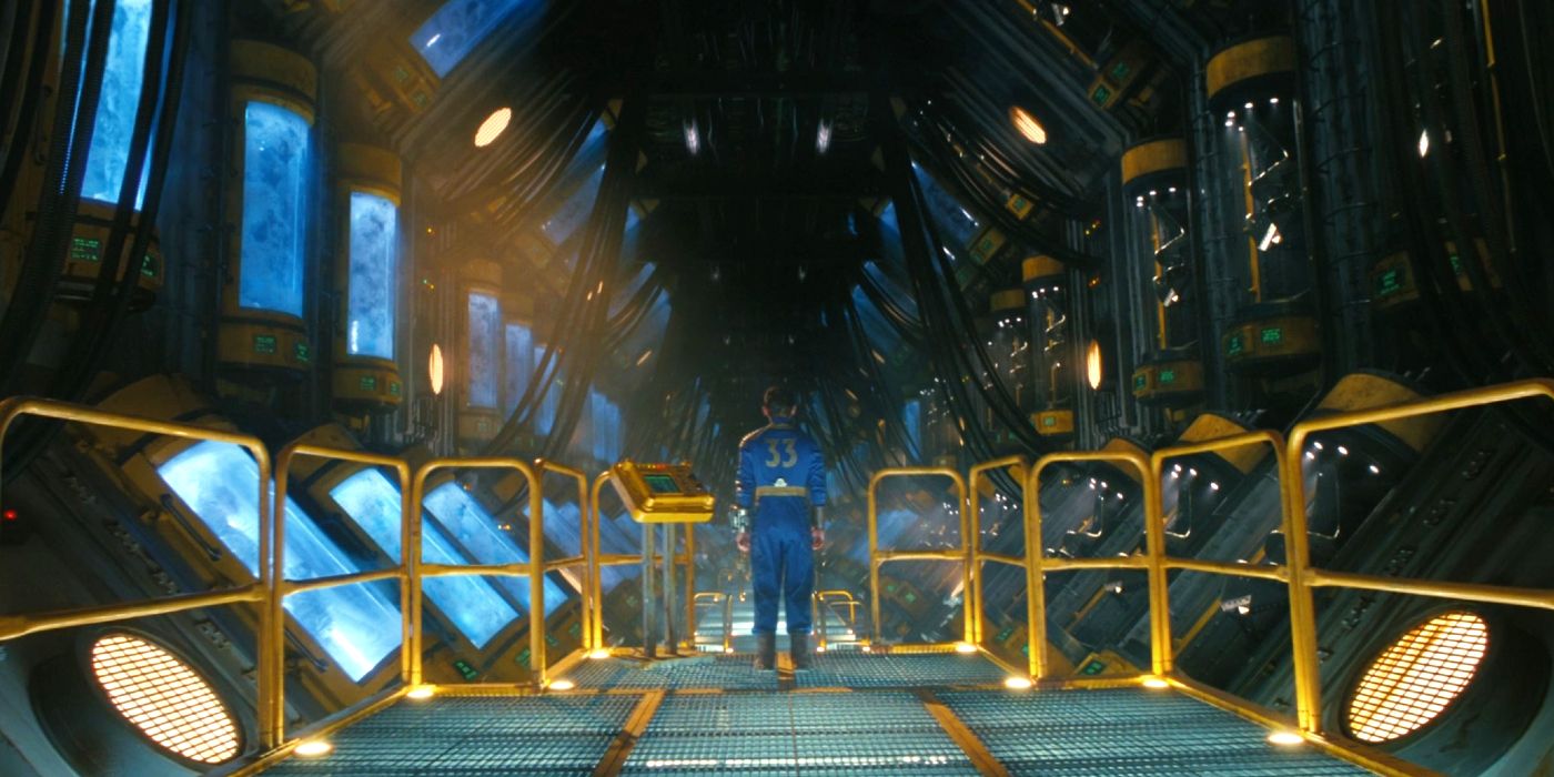 Norm looking out at Vault 31's stasis pods in Fallout