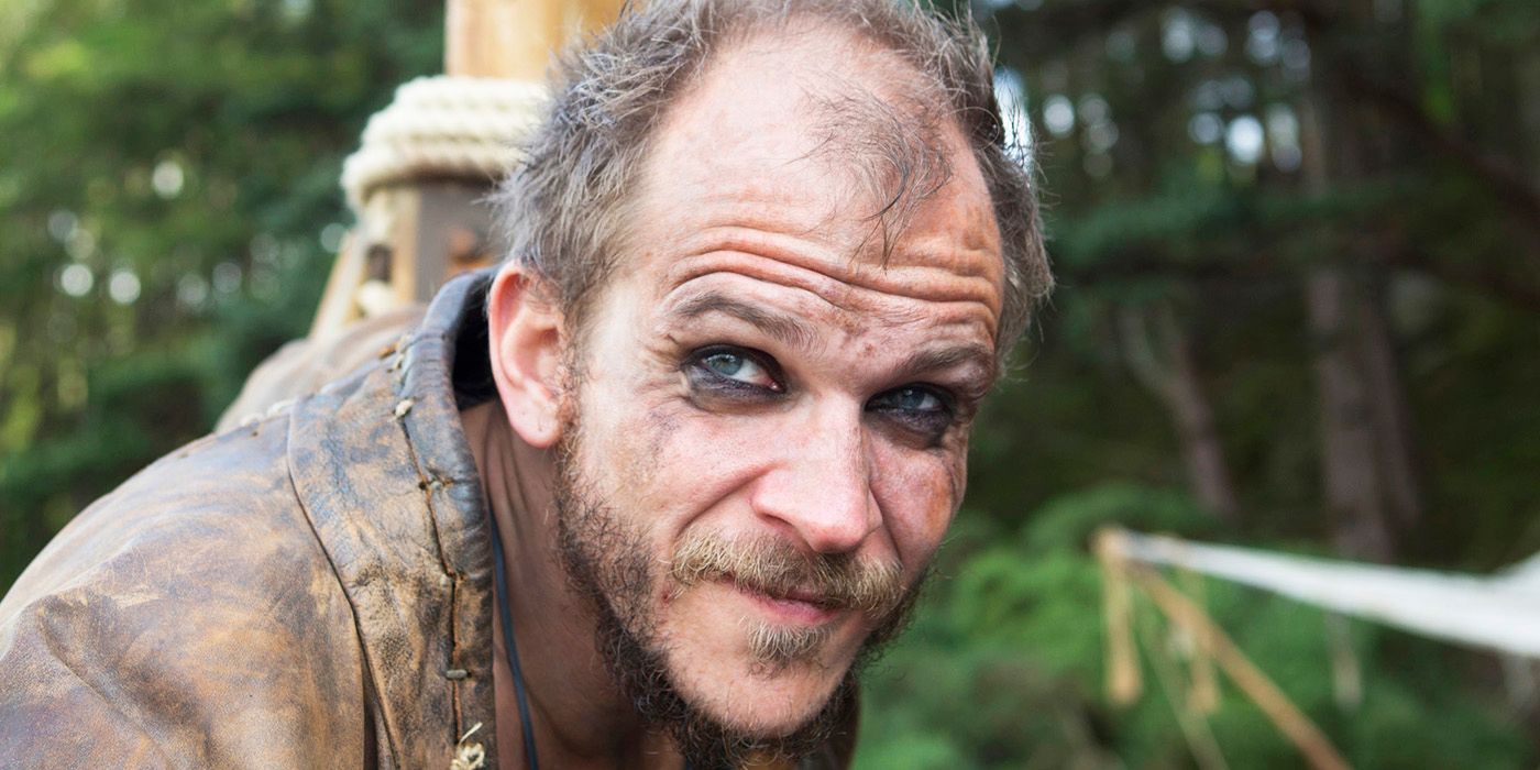 Gustaf Skarsgard as Floki looking curious in Vikings