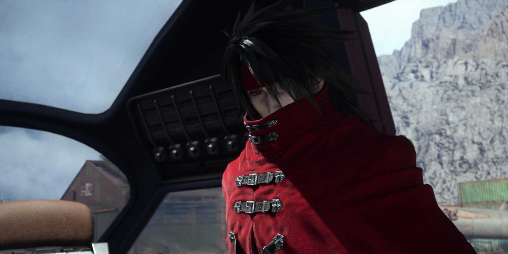Vincent Valentine aboard the Tiny Bronco in FF7 Rebirth.