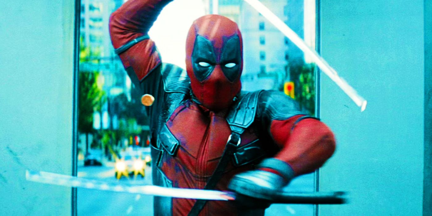 Wade Wilson using swords in Deadpool 2