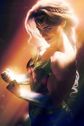 Wonder Woman Flexing in Variant Comics Cover by Rahzzah