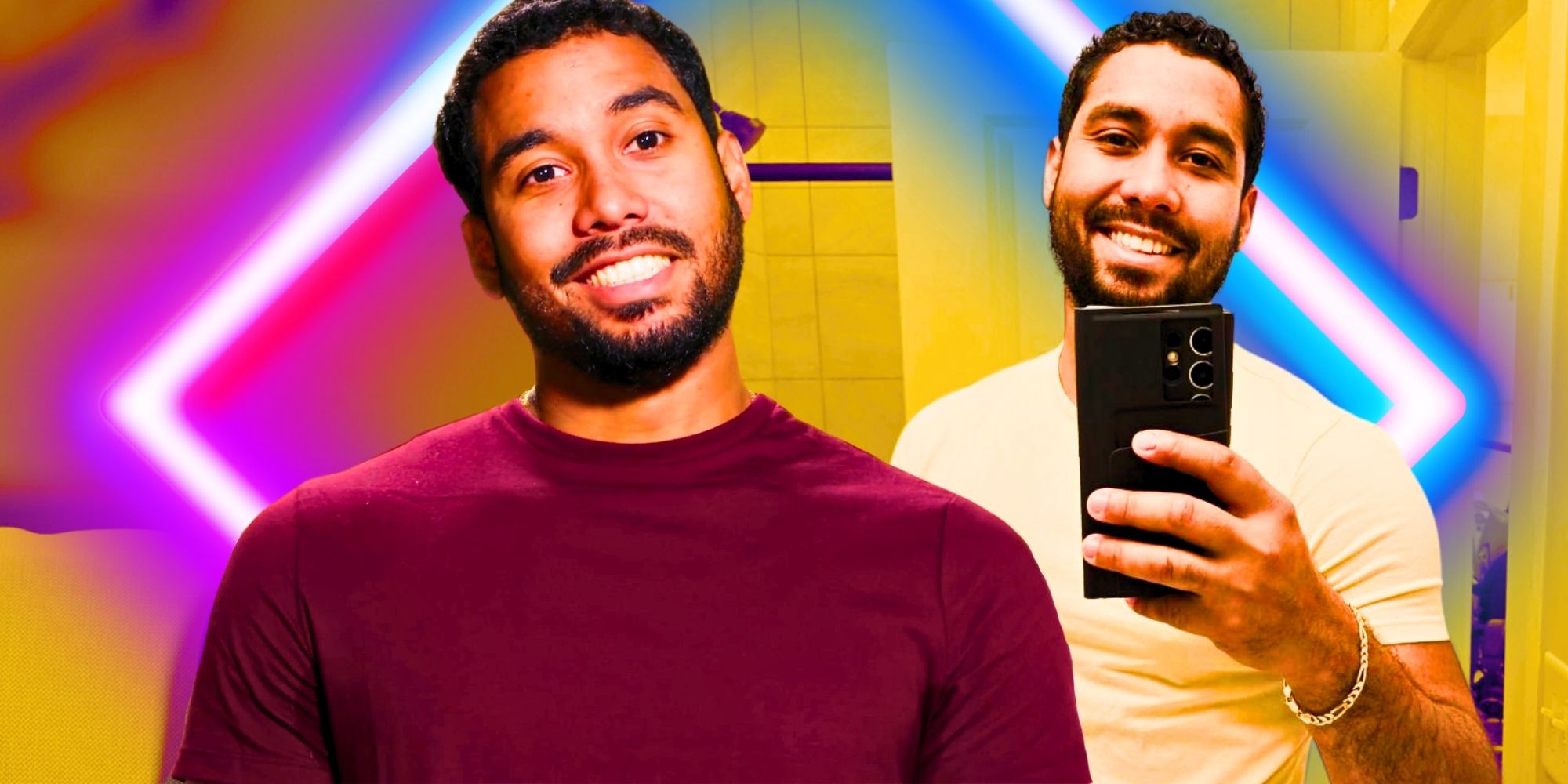 90 Day Fiancé Pedro Jimeno in side by side images from the show and IG