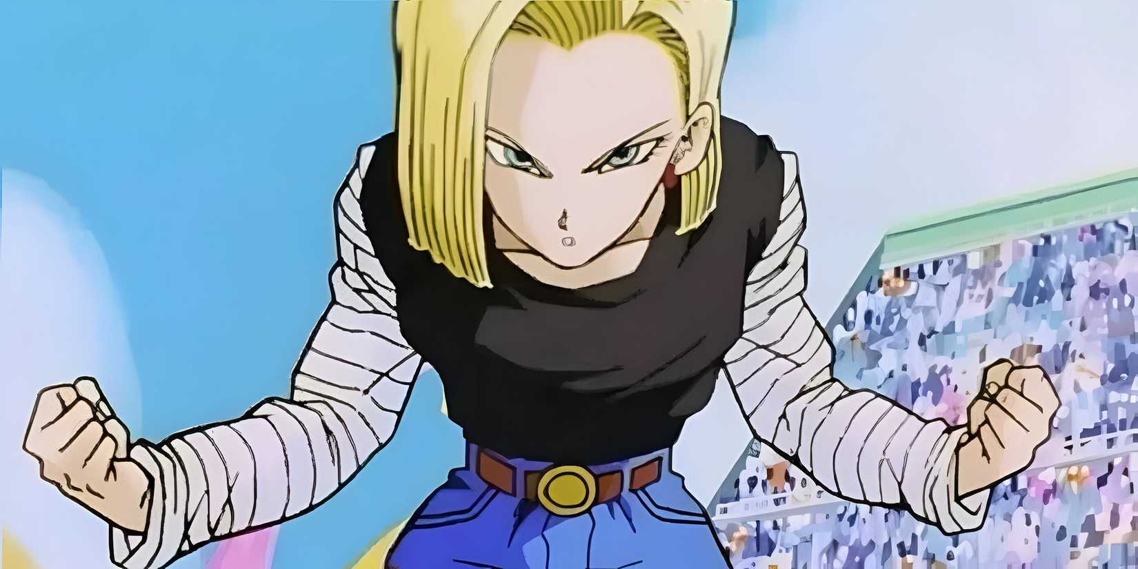 Android 18 in martial arts tournament dragon ball z.
