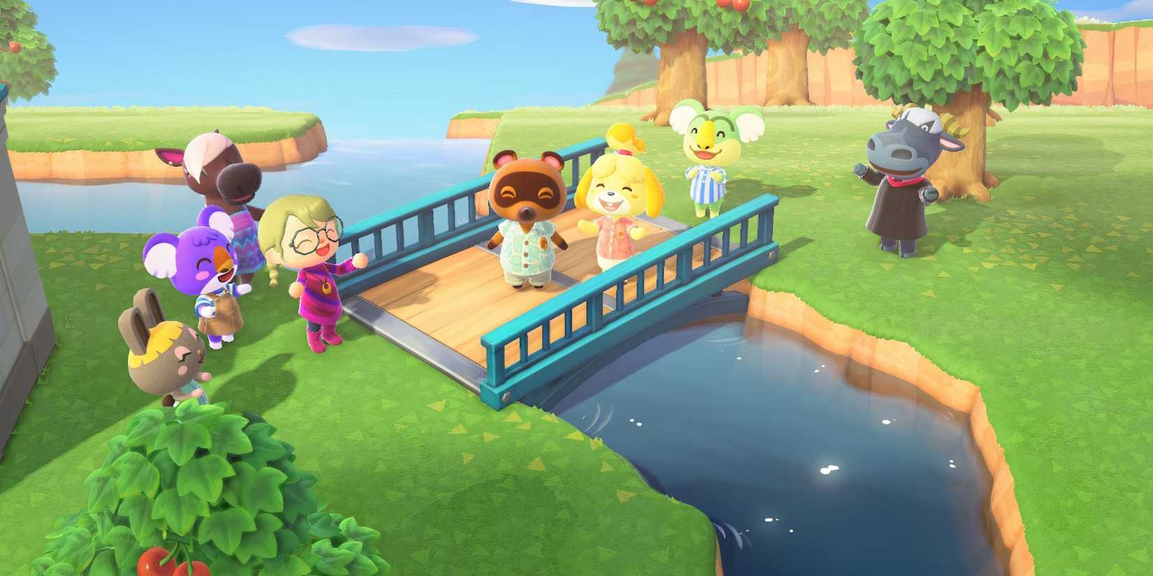 Animal Crossing New Horizons celebration for a new bridge