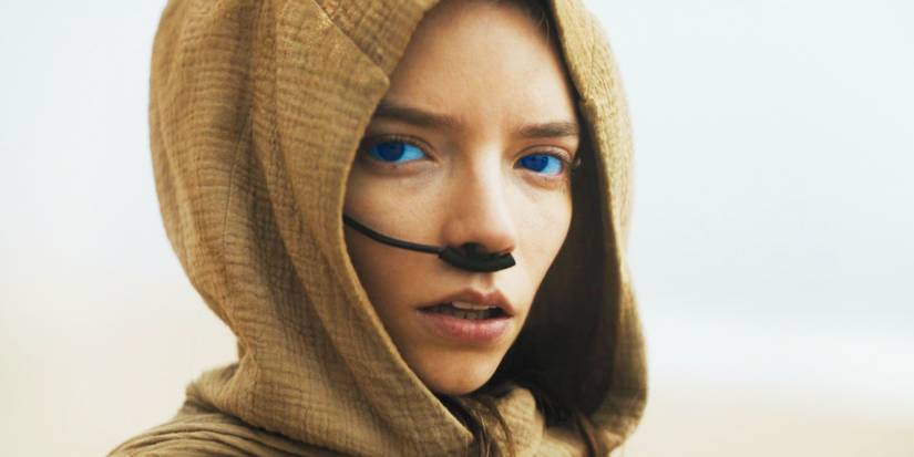 Anya Taylor-Joy como la hermana aún no nacer de Paul, Alia Atreides, en Dune, la segunda parte durante su breve cameo en la profecía de su hermano