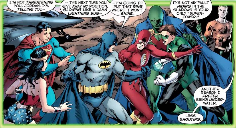 Batman argues with the Green Lantern
