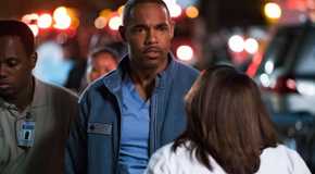 Ben Warren (Jason George) looks shocked while standing outside of the hospital in Grey's Anatomy