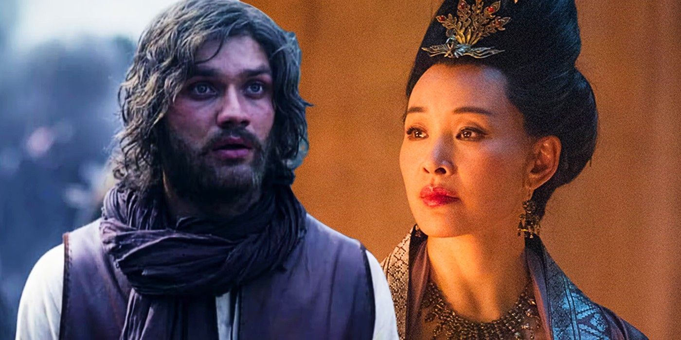 Blended image of Lorenzo Richelmy's Marco and Joan Chen's Empress Chabi in Marco Polo