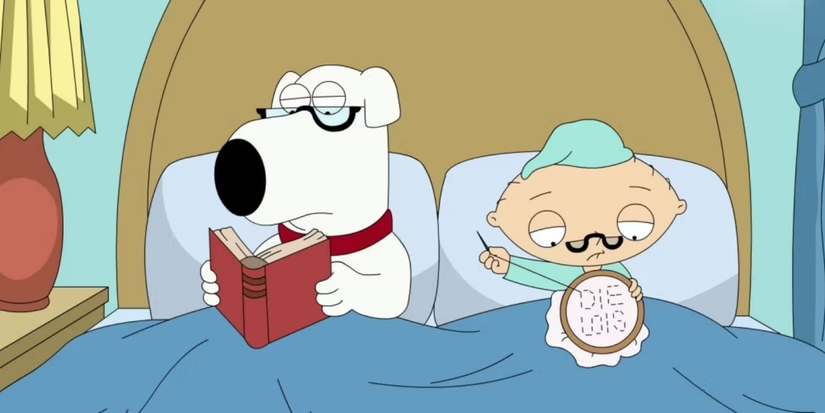 Brian and Stewie in bed in North by North Quahog Family Guy-1
