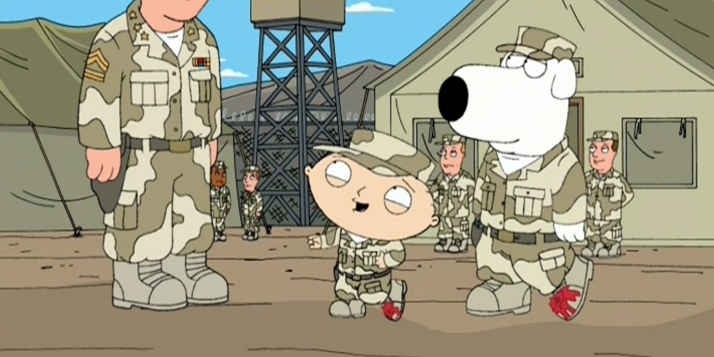 Brian and Stewie with bleeding feet in family Guy