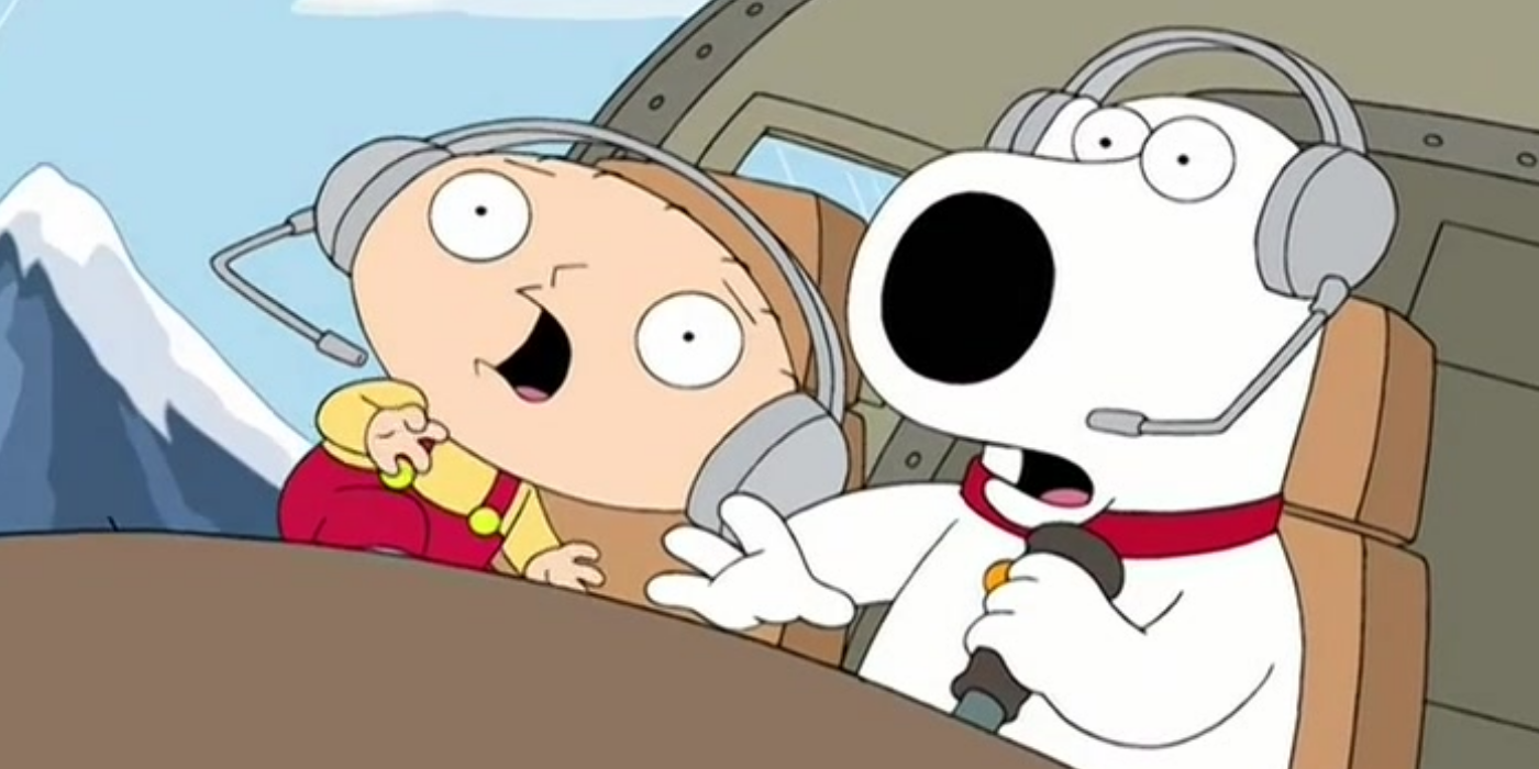 Brian pilots a falling plane while Stewie screams in Family Guy-1