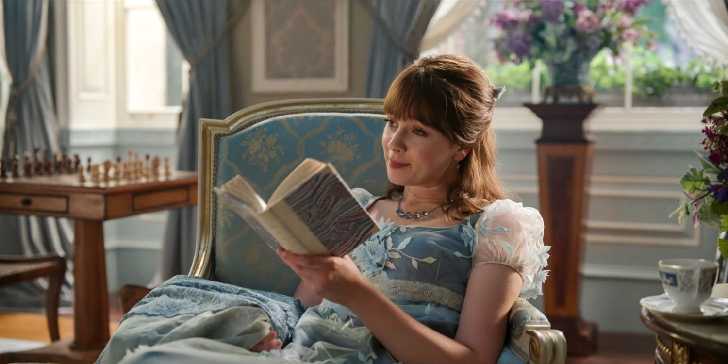 Eloise Bridgerton (Claudia Jessie) reading a book in Bridgerton season 3 Part 1