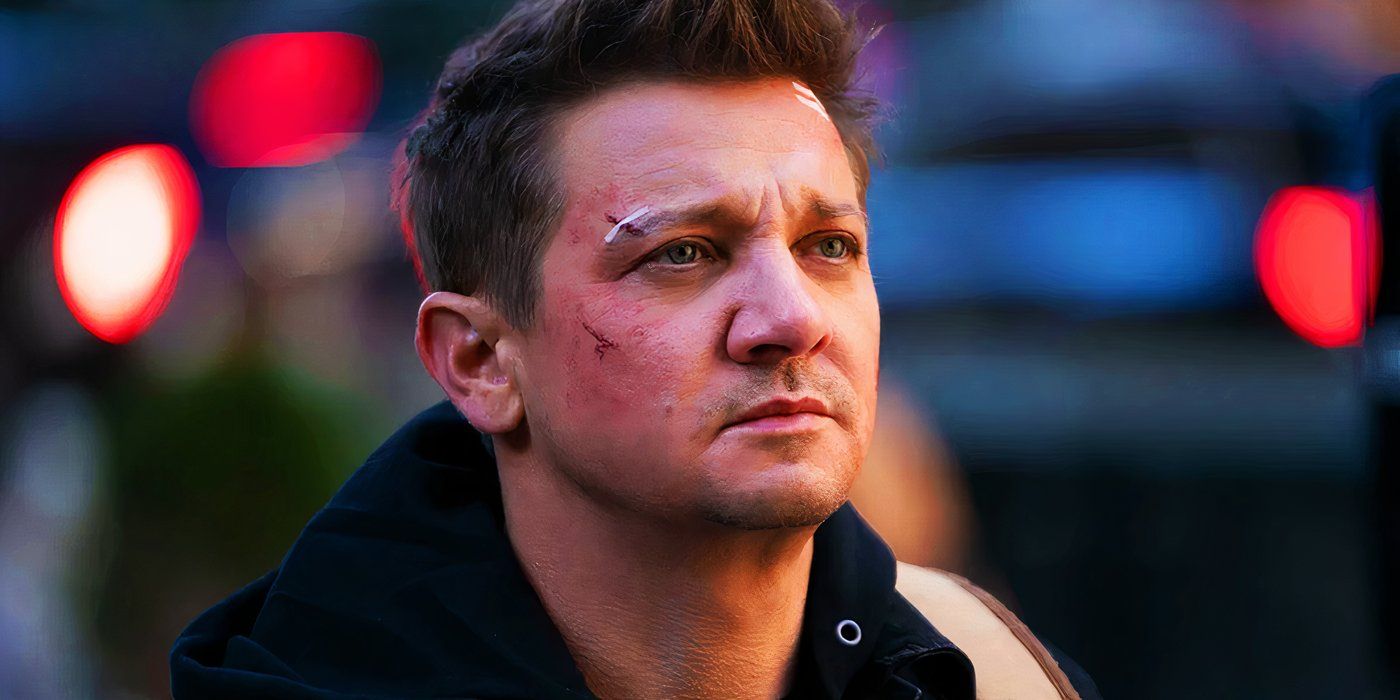 Clint Barton with cuts and bruises in Hawkeye